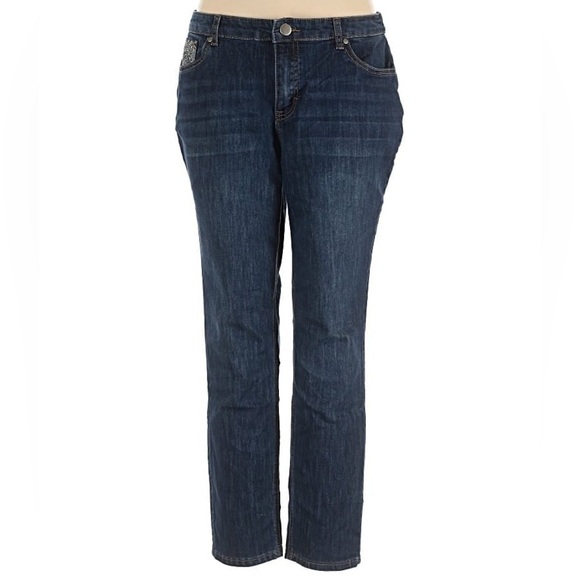 NWOT Christopher & Banks Embellished Straight Leg Jeans Size 12 - Picture 1 of 13